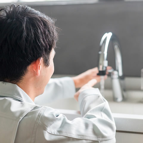 パッキン交換後の水の通水